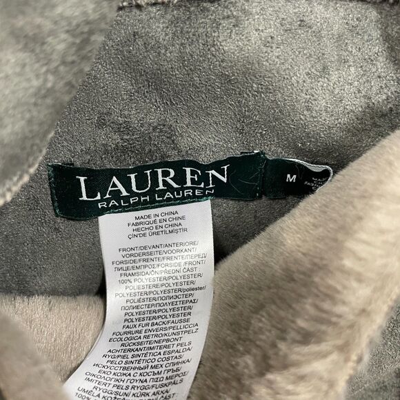 Lauren Ralph Lauren Vest Medium 100% Polyester Front Pockets Faux Fur Lined - Picture 3 of 6